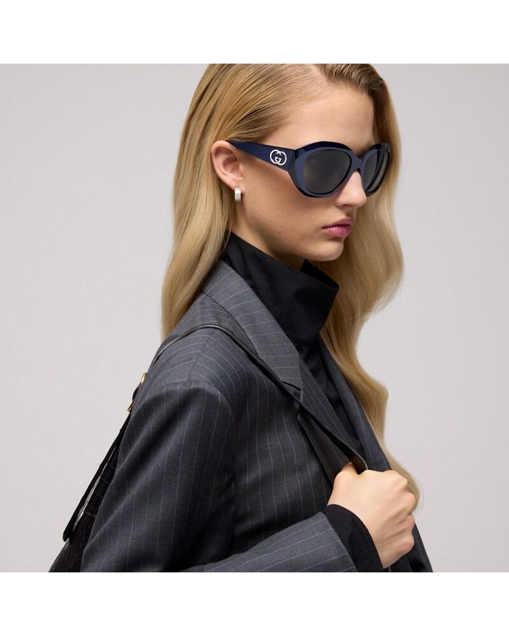 Gucci Blue Geometric-Frame Sunglasses