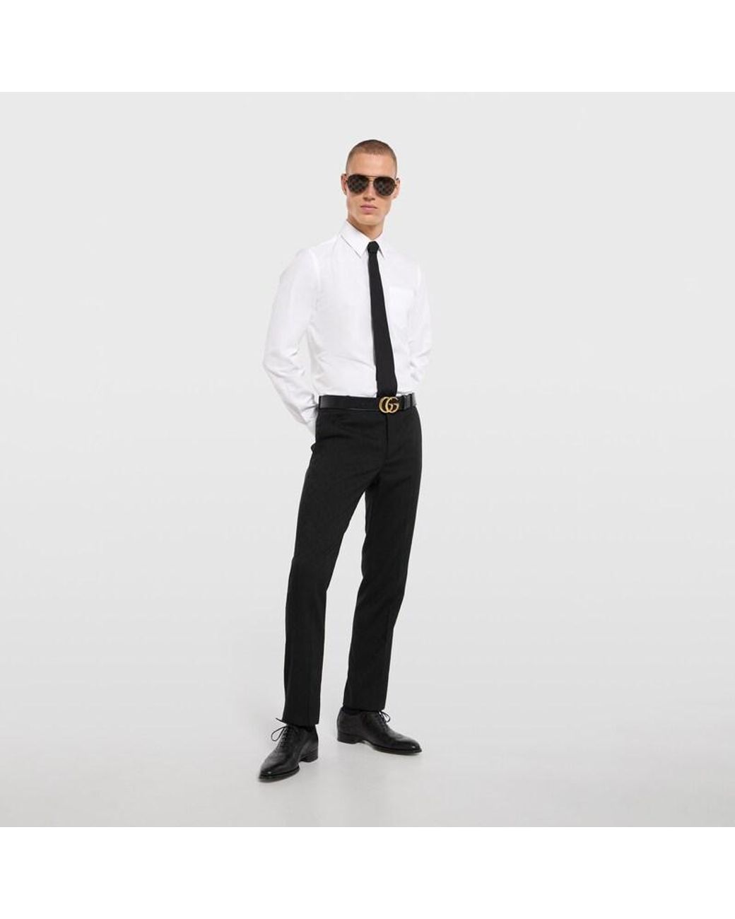 Gucci Black Gg Wool Pants for men