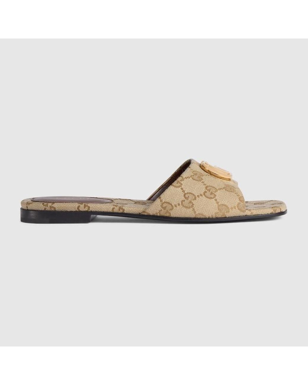 Gucci White Slide Sandal With Double G, .5 Uk