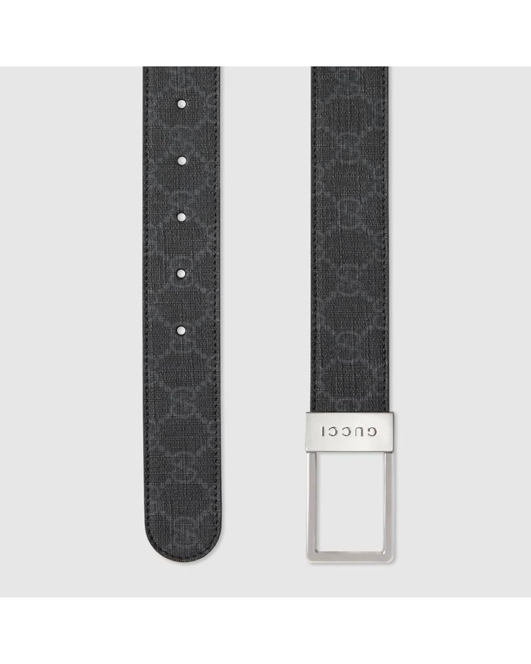 Gucci Black Gg Belt With Rectangular Buckle, Size 65 for men
