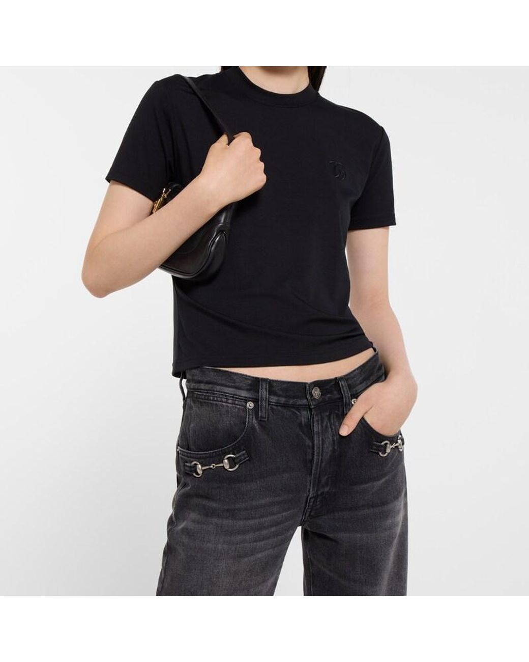 Gucci Gray Cotton Denim Pants With Horsebit