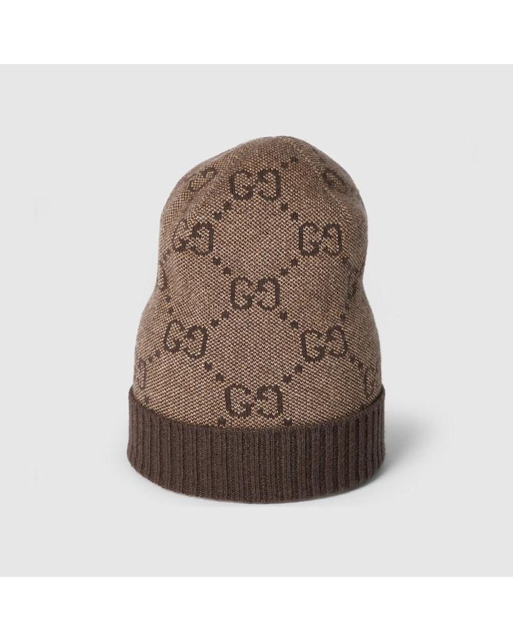 Gucci Brown Gg Cashmere Lamé Hat