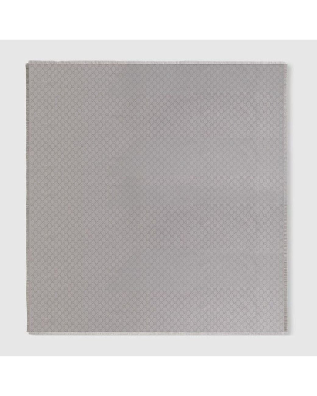 Gucci Gray Printed Gg Cotton Wool Lamé Shawl