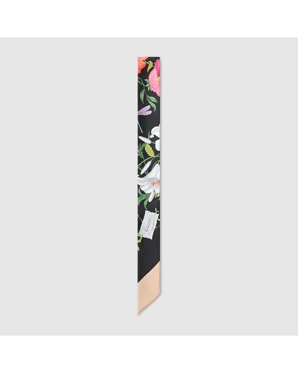 Gucci Black Printed Gg Silk Twill Ribbon, Silk