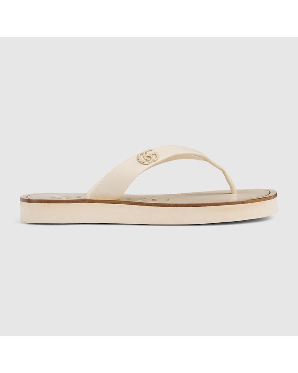Gucci White Thong Sandal With Double G