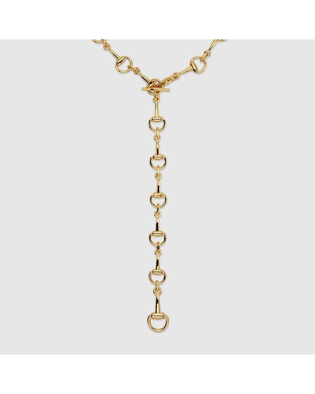 Gucci Metallic Horsebit Lariat Necklace, -Toned Metal