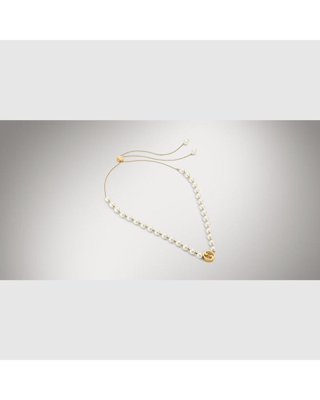 Gucci Metallic Interlocking Pearl Necklace