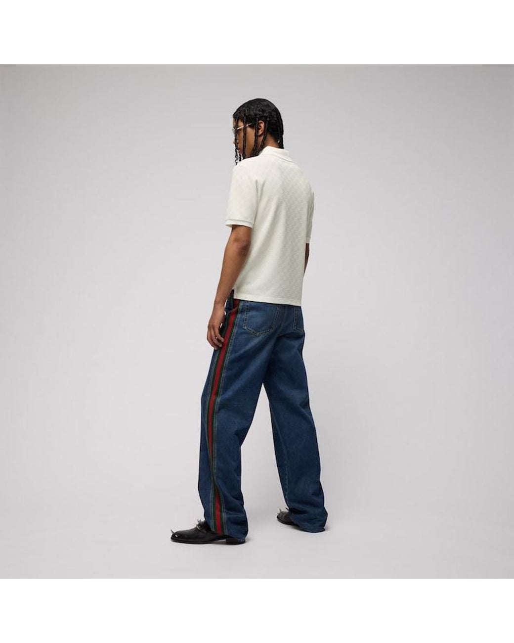 Gucci White Gg Technical Jersey Jacquard Polo Shirt for men