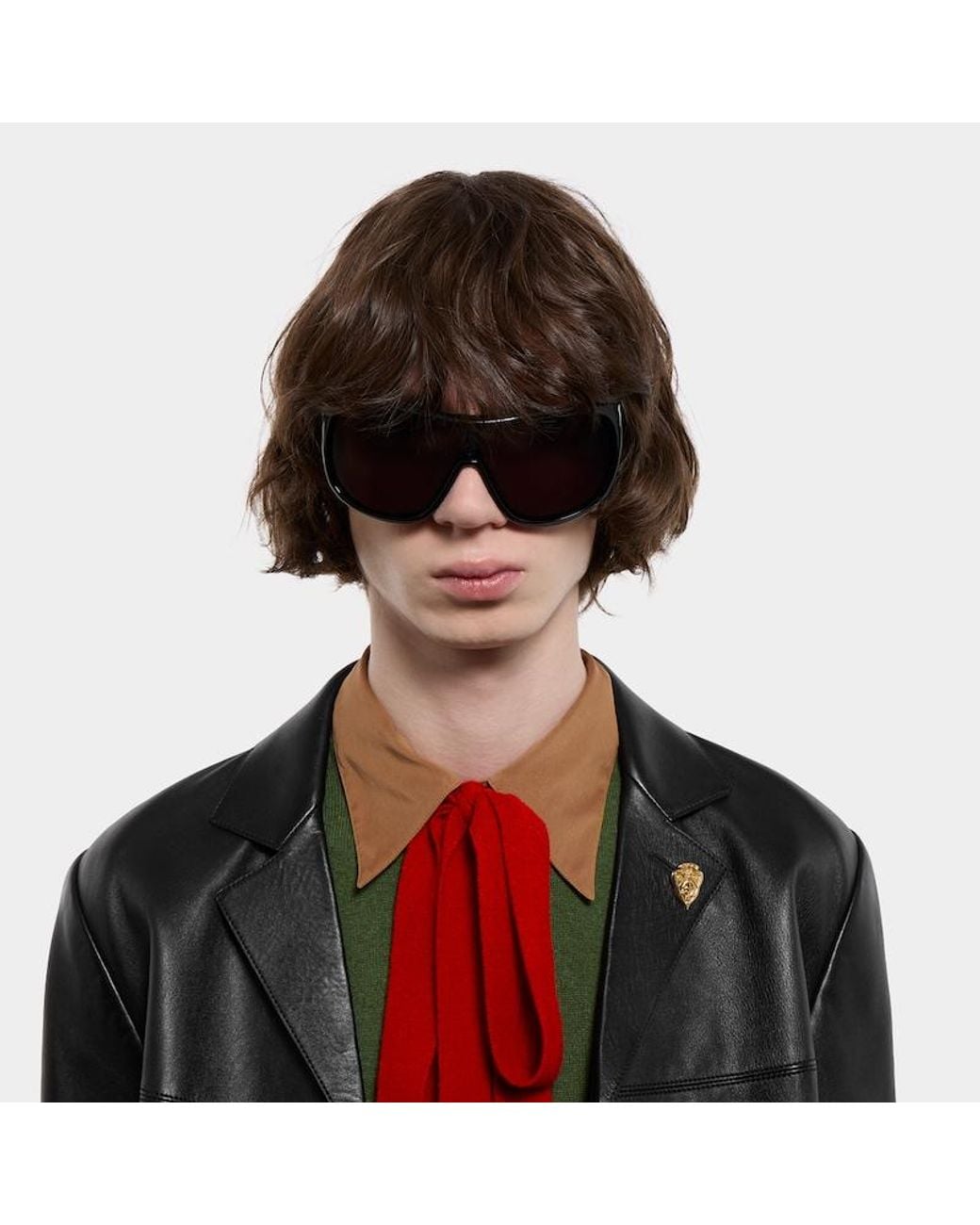 Gucci Brown Mask Frame Sunglasses for men