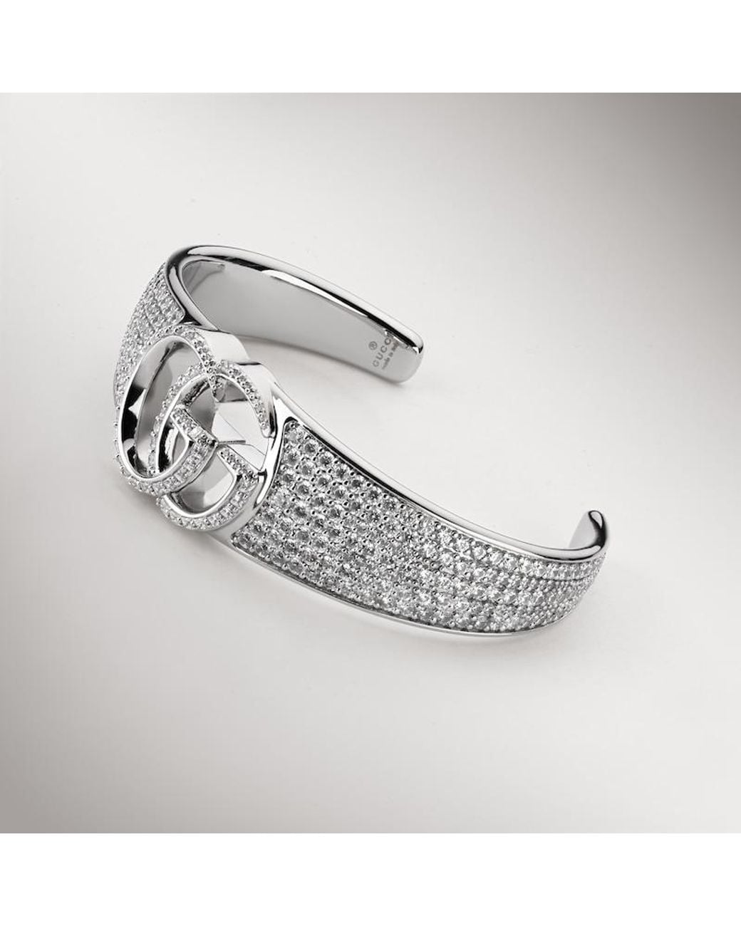 Gucci Metallic Gg Marmont Crystal Cuff Bracelet