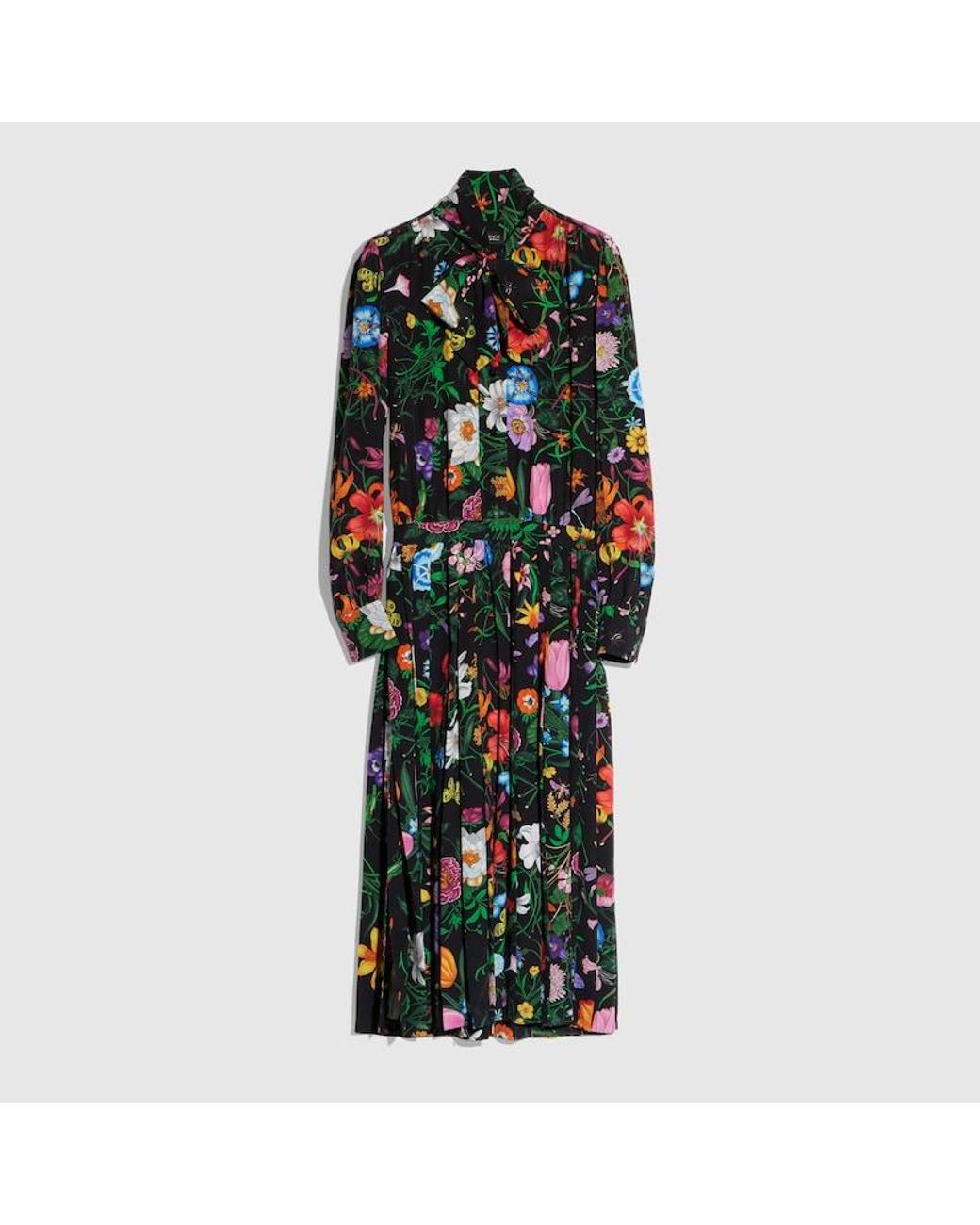 Gucci Green Printed Silk Crêpe De Chine Dress