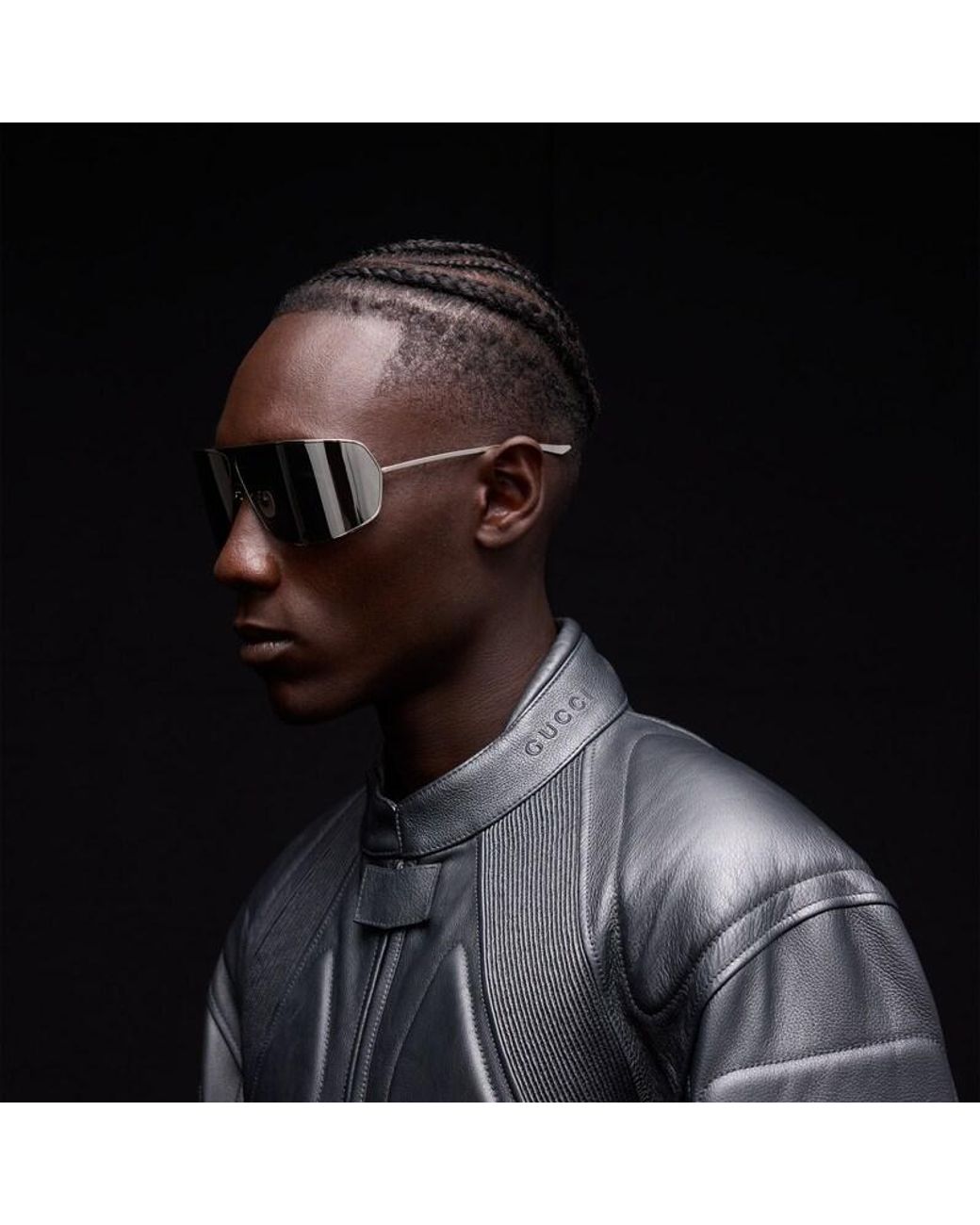 Gucci Gray Mask Frame Sunglasses for men