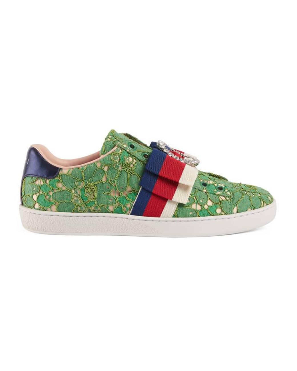 Gucci Ace Lace Sneakers in Green | Lyst