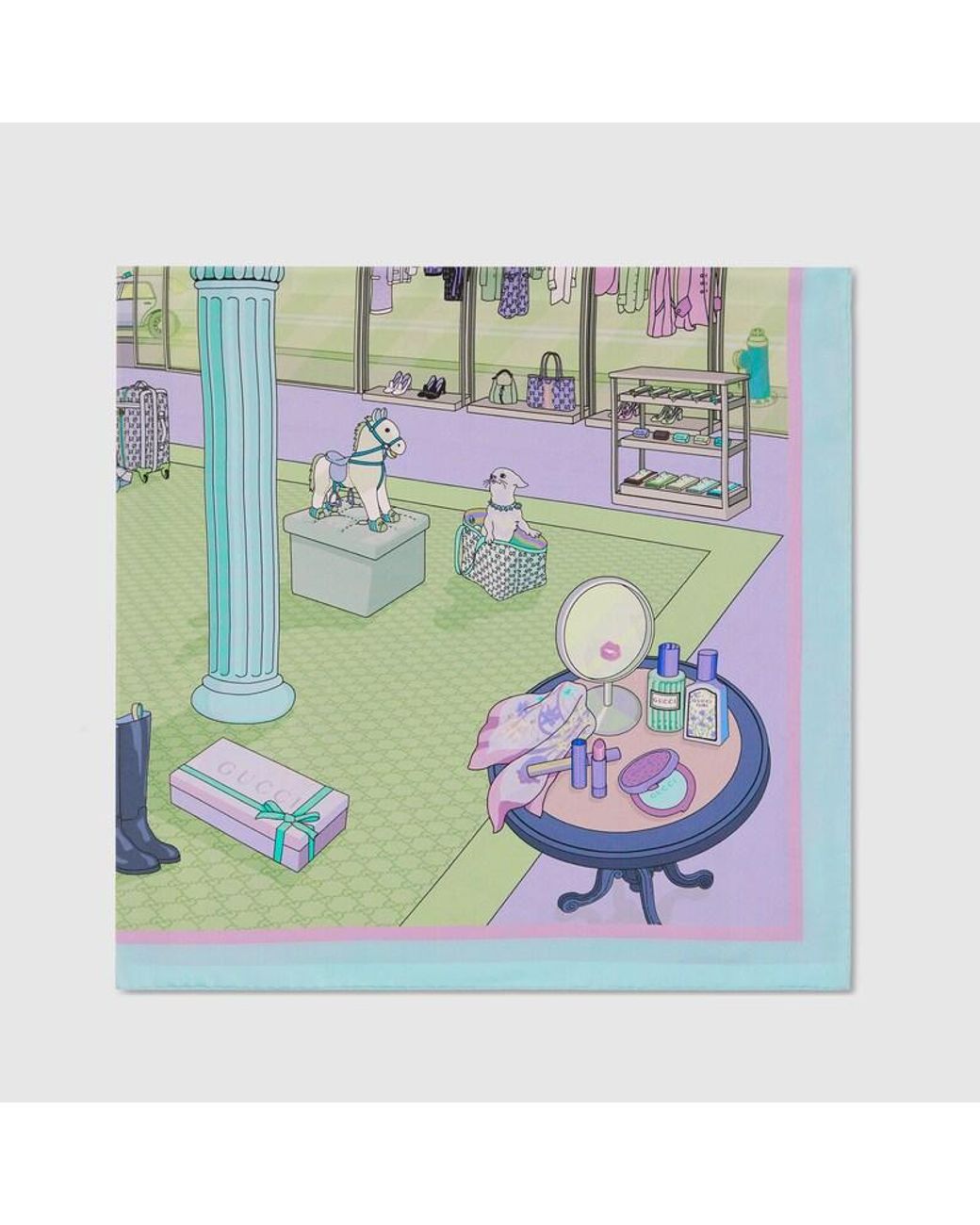 Gucci Green Printed Silk Twill Carré