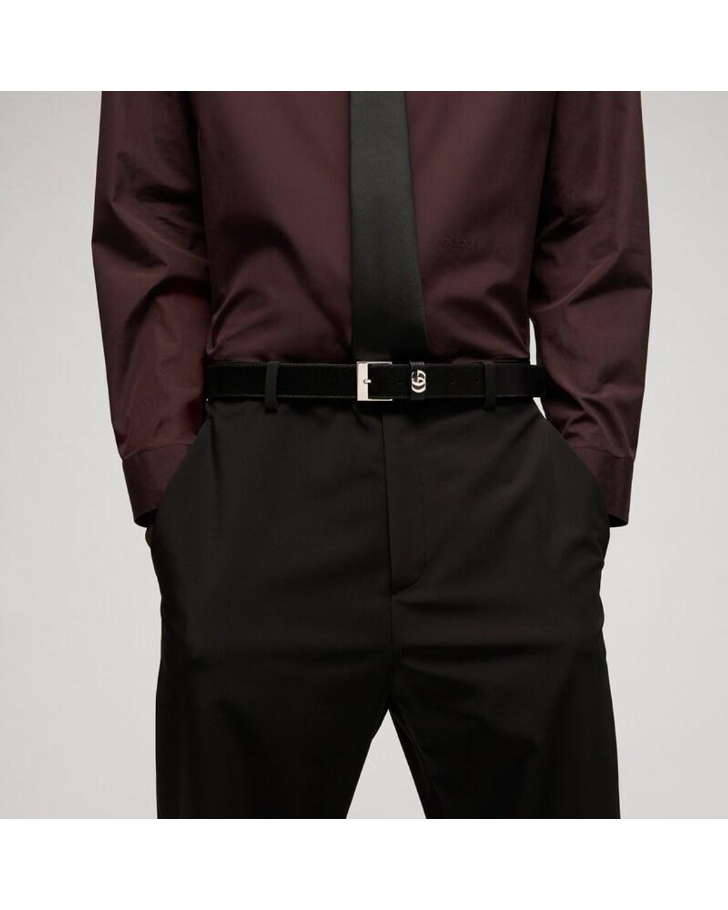 Gucci Black Belt With Square Buckle, Size 95, Leather for men