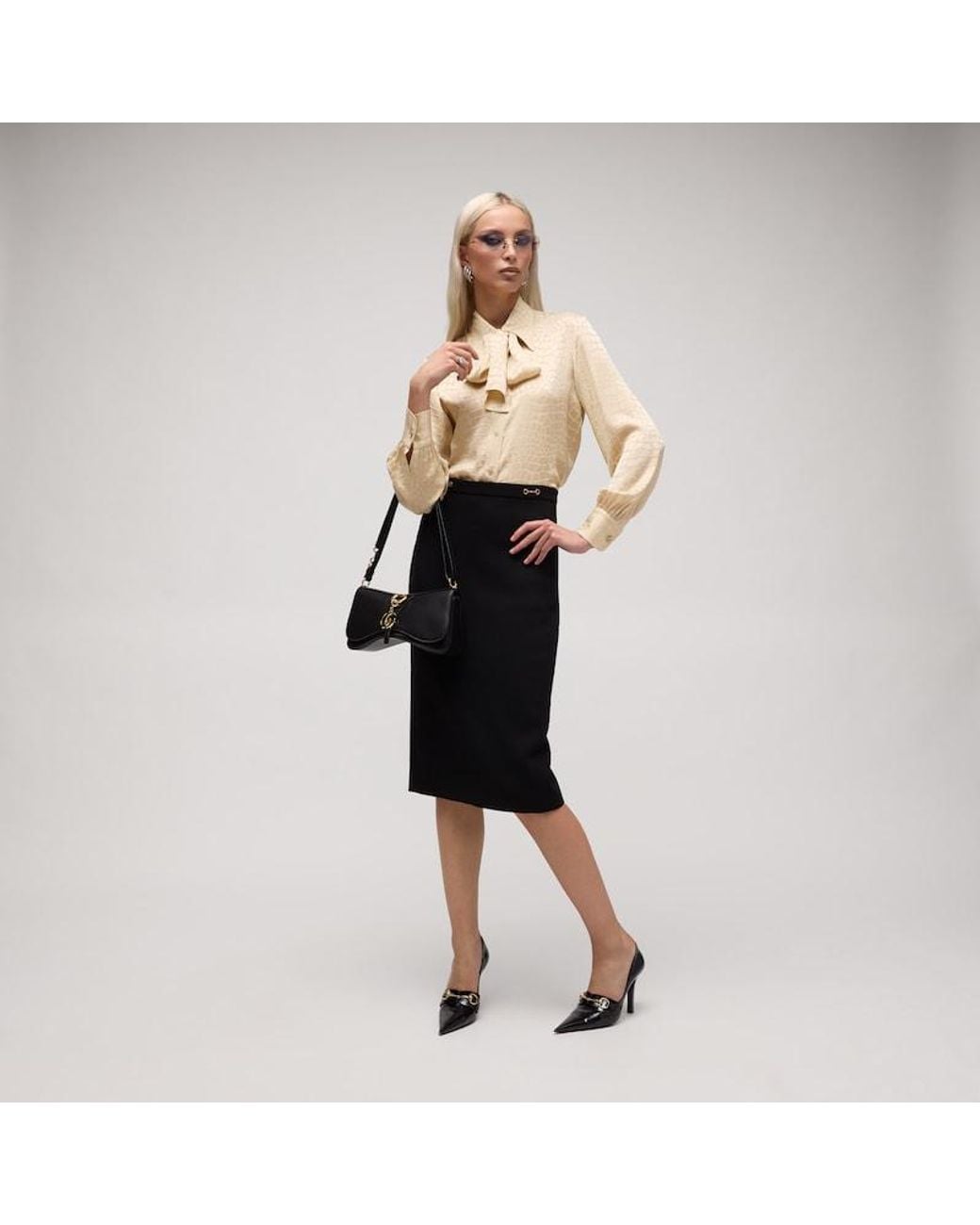 Gucci Natural Printed Silk Crêpe Satin Shirt
