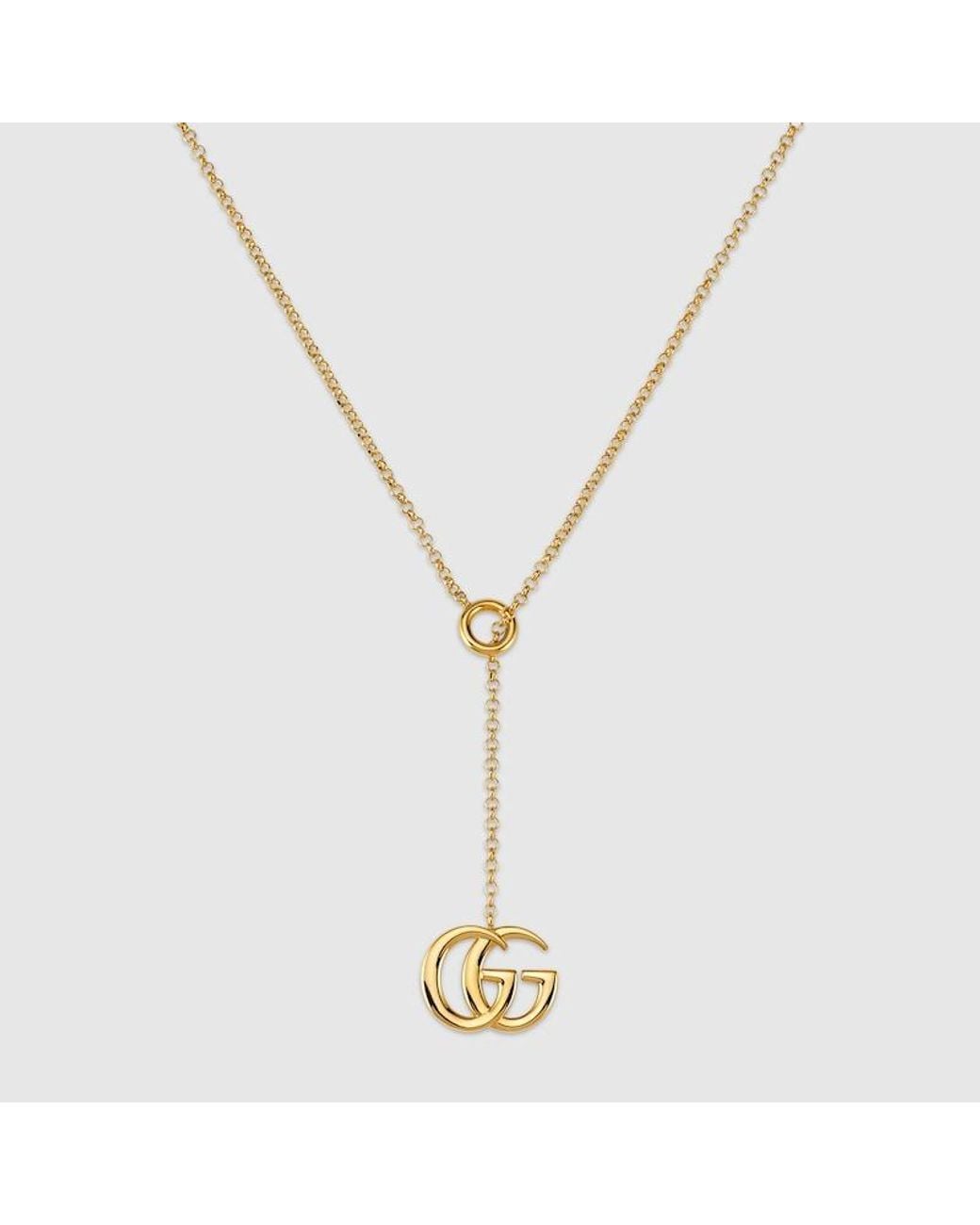 Gucci Metallic Gg Marmont Lariat Necklace