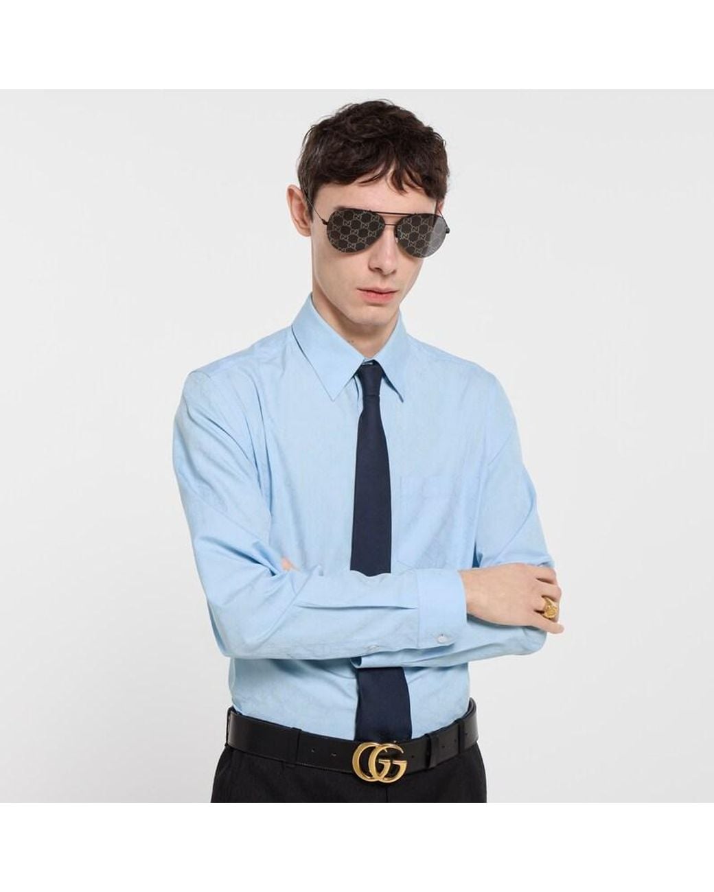 Gucci Blue Cotton Tie for men