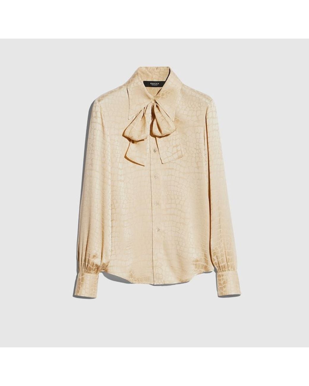 Gucci Natural Printed Silk Crêpe Satin Shirt