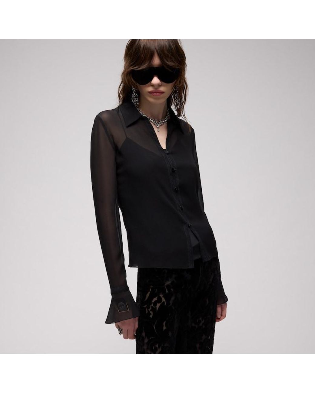 Gucci Black Light Silk Georgette Shirt