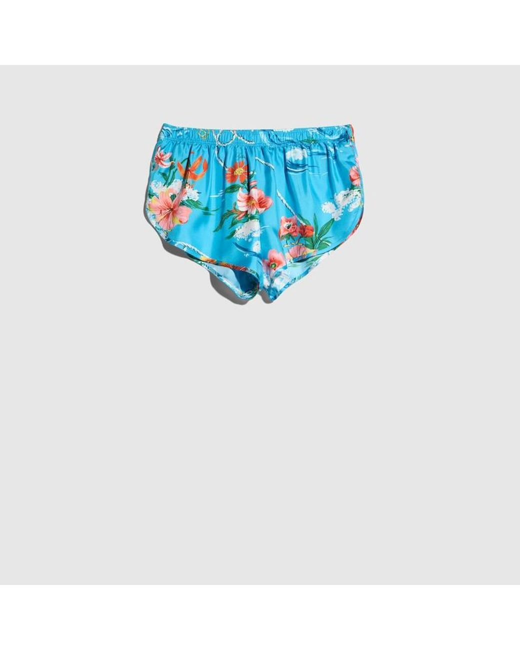 Gucci Blue Printed Silk Twill Shorts