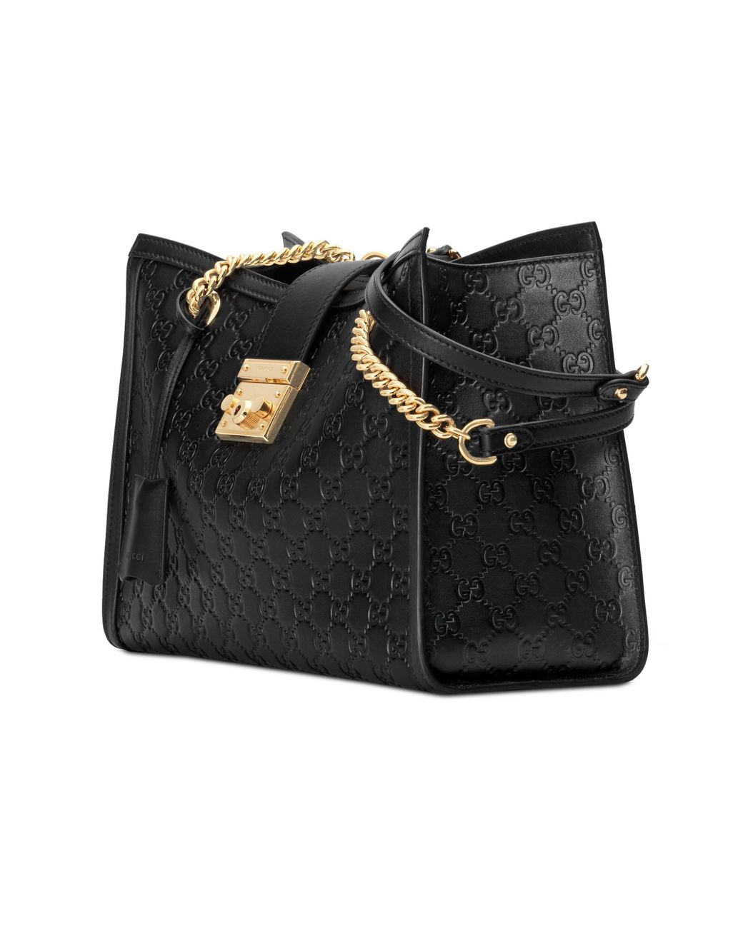 Gucci Black Guccissima Leather Signature Padlock Small Top Handle Bag -  Yoogi's Closet