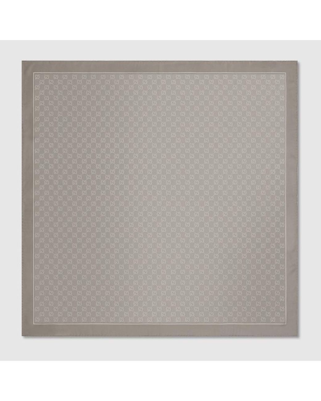 Gucci Gray Laminated Printed Silk Twill Carré