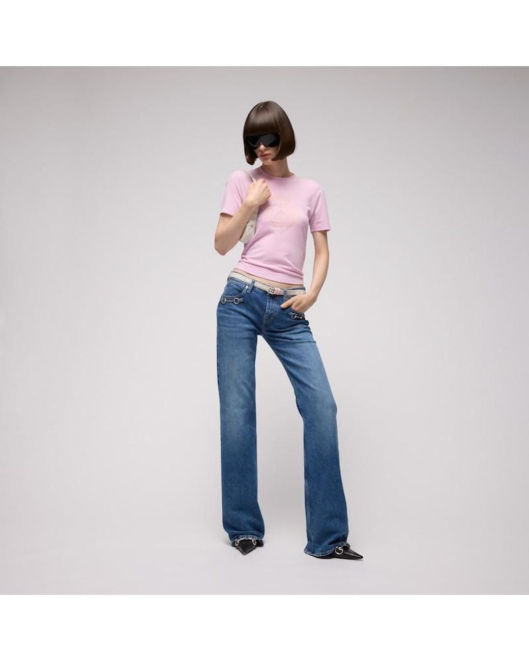 Gucci Pink Reversible Gg Marmont Thin Belt, Size 65