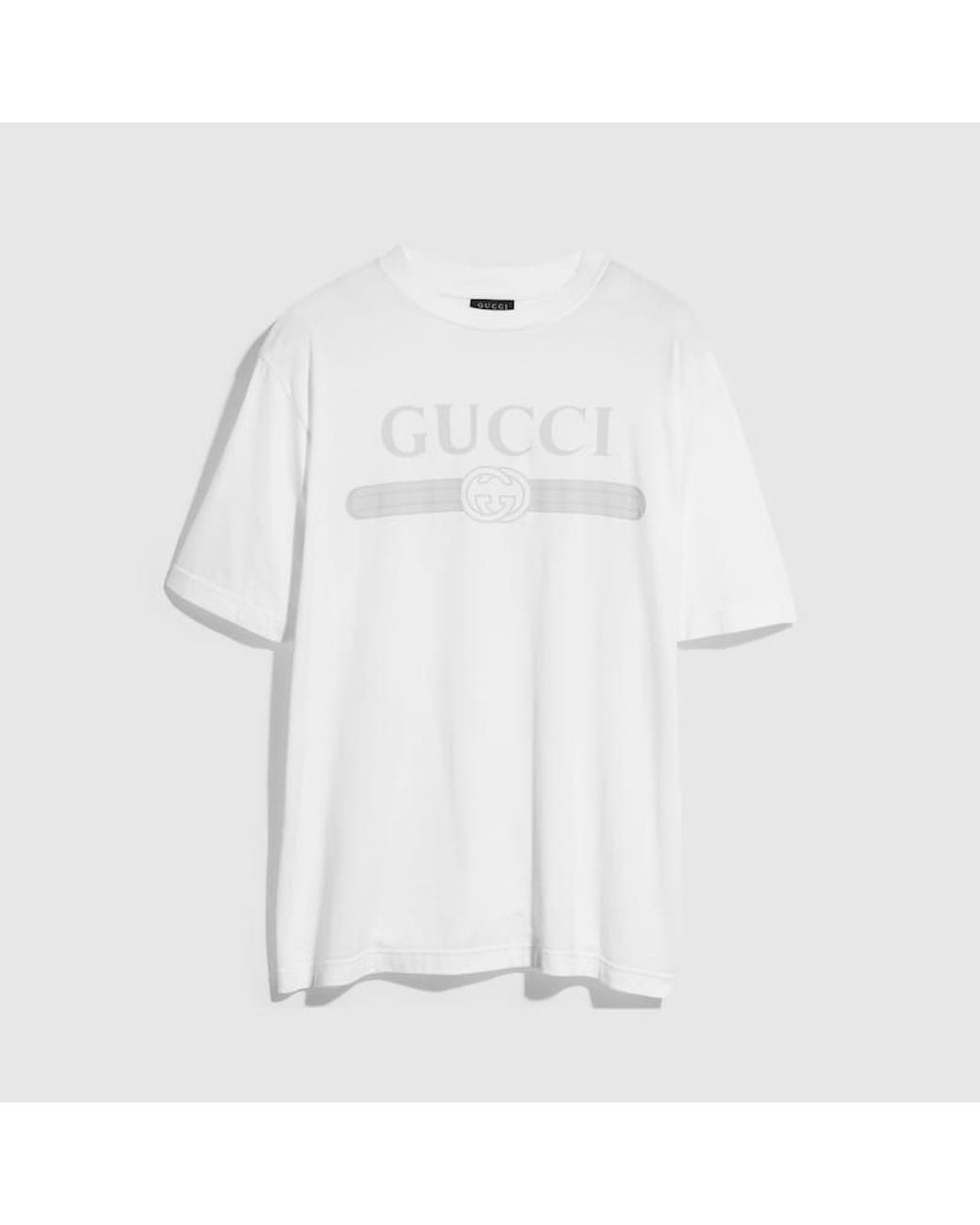 Gucci White Cotton Jersey T-Shirt With Print, Size S, Ready-To-Wear for men