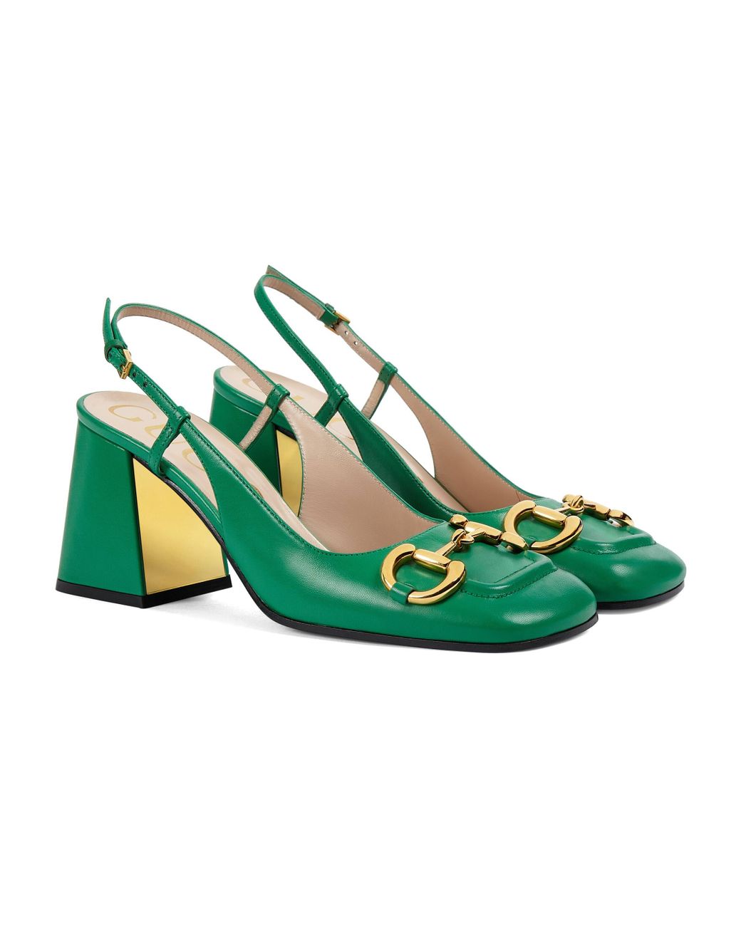 Gucci Mid heel Slingback With Horsebit in Green Lyst