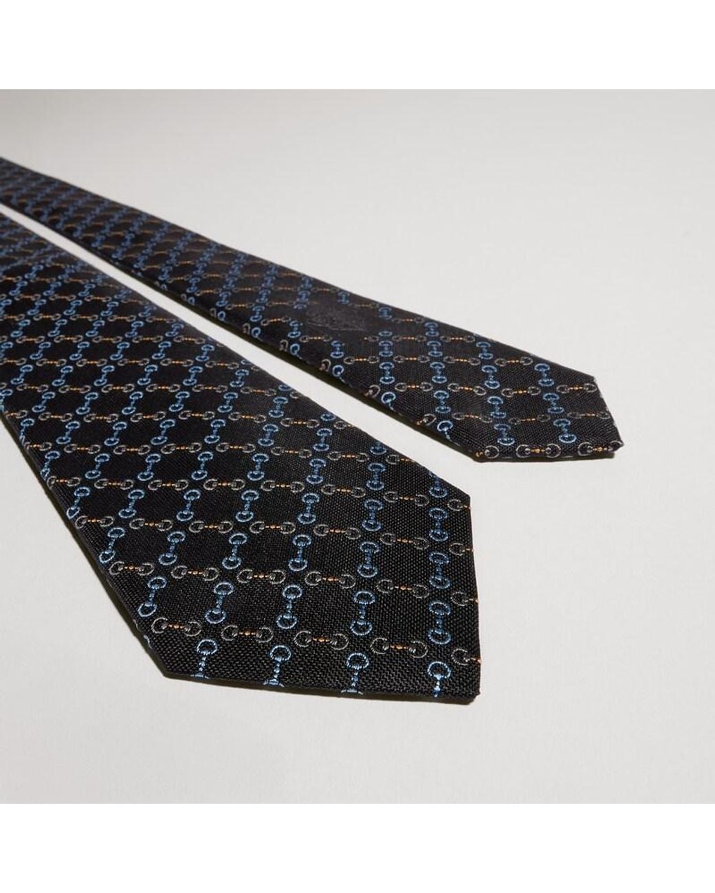 Gucci Blue Horsebit Silk Jacquard Tie for men