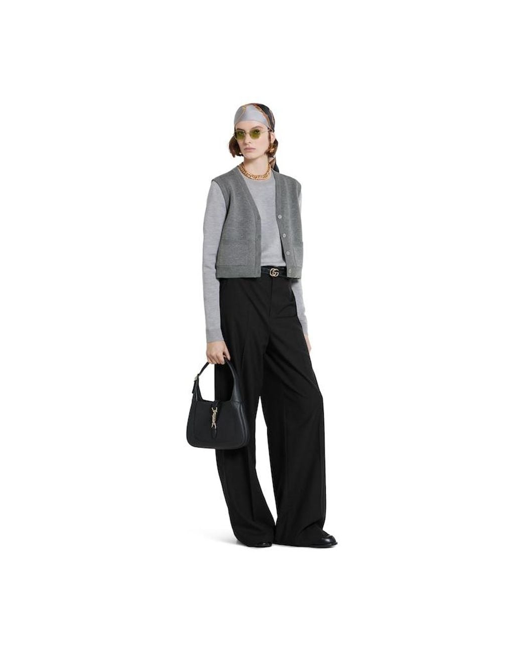 Gucci Black Wool Pants With Logo, Size 38 It, Ready-To-Wear
