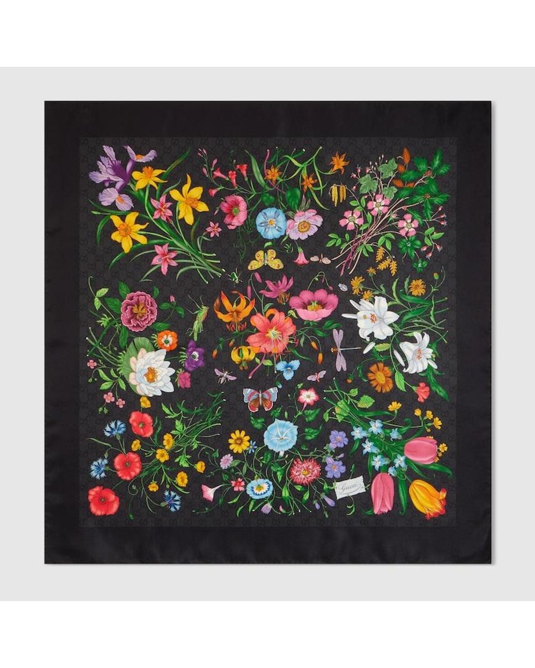 Gucci Green Printed Gg Silk Twill Carré