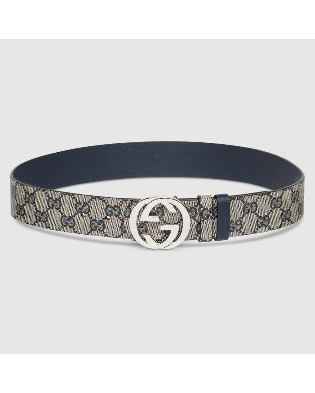 Gucci Blue Reversible Belt With Interlocking G Buckle, Size 100 for men
