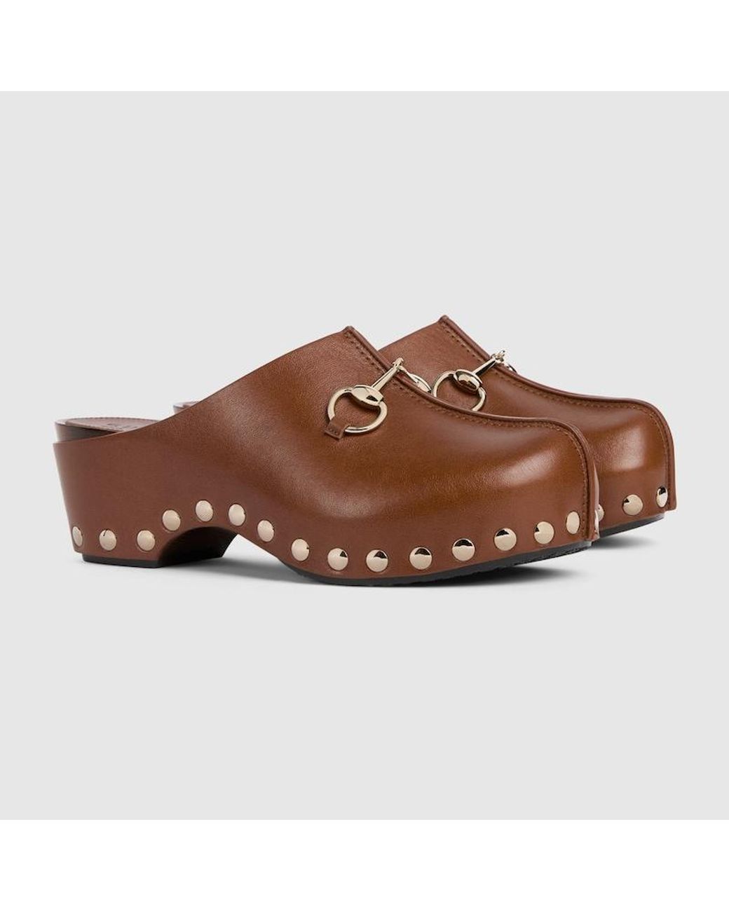 Gucci Brown Platform Clog With Horsebit