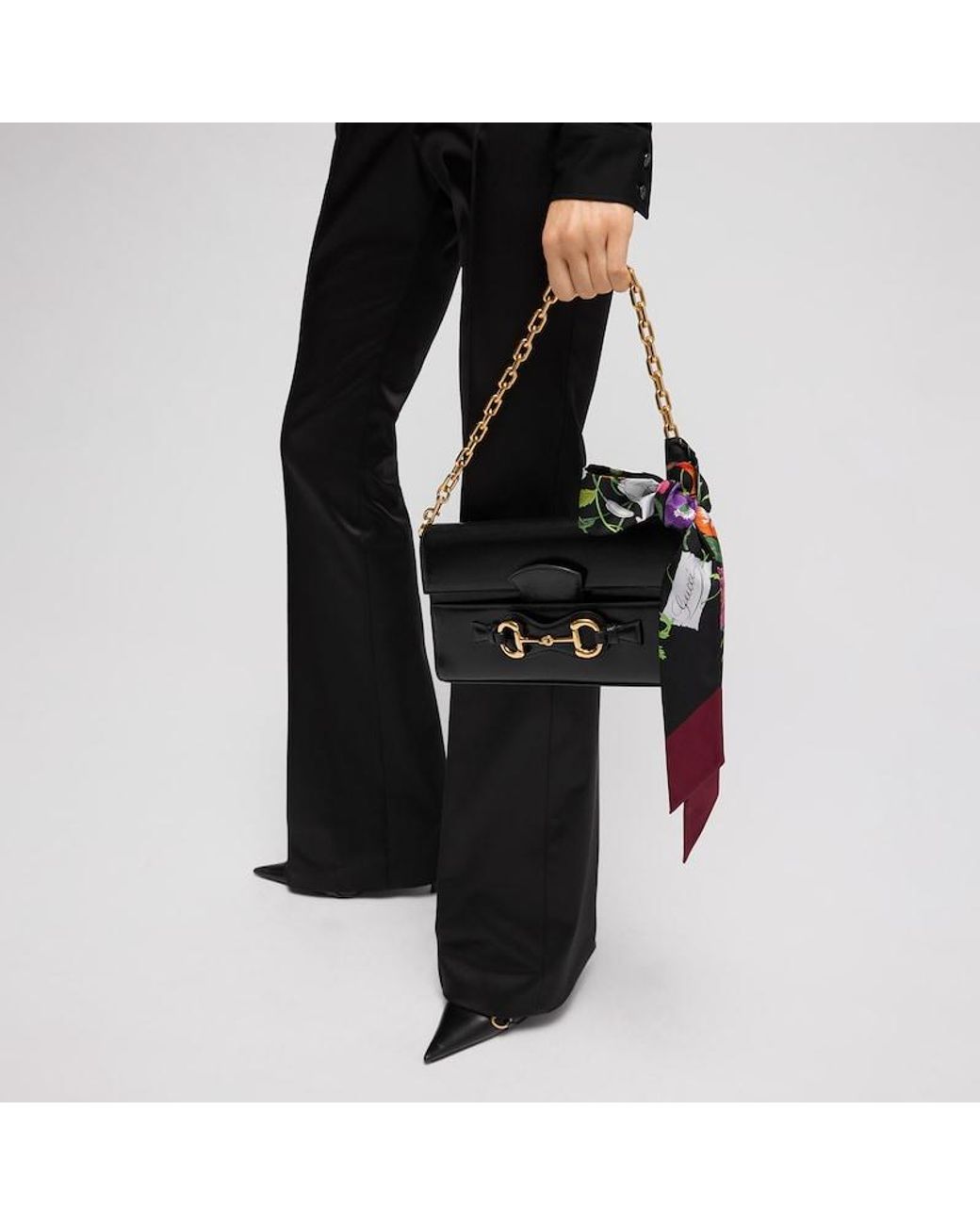 Gucci Black Printed Silk Twill Ribbon, Silk