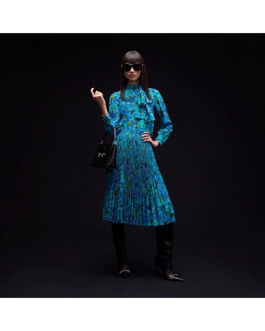 Gucci Blue Printed Silk Crêpe De Chine Shirt