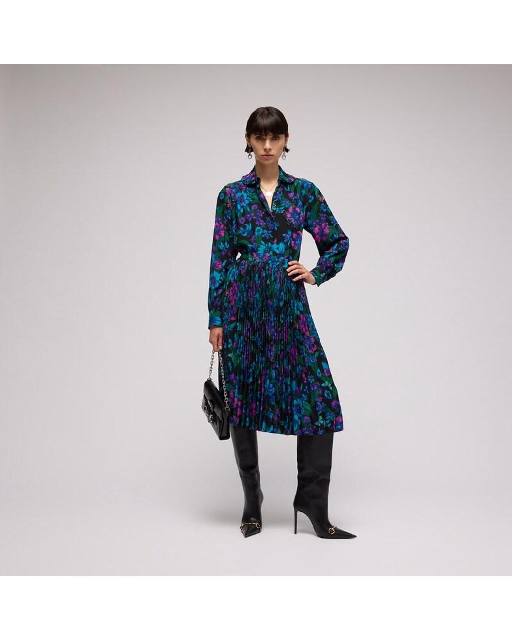 Gucci Blue Printed Silk Crêpe De Chine Shirt, Size 36 It, Ready-To-Wear