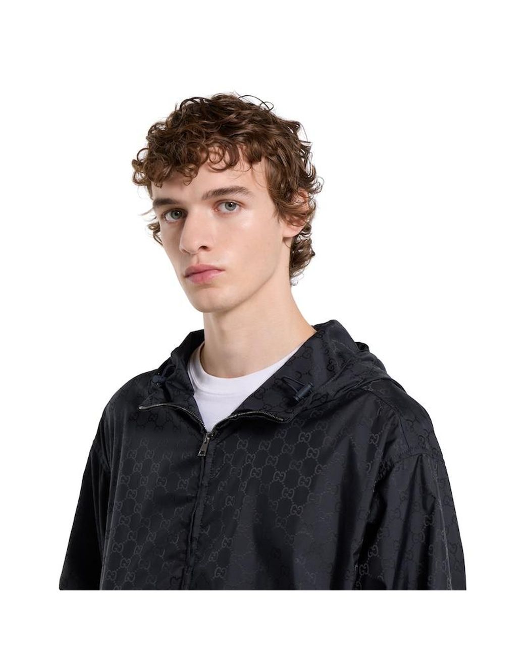 Gucci Blue Gg Nylon Zip Jacket for men