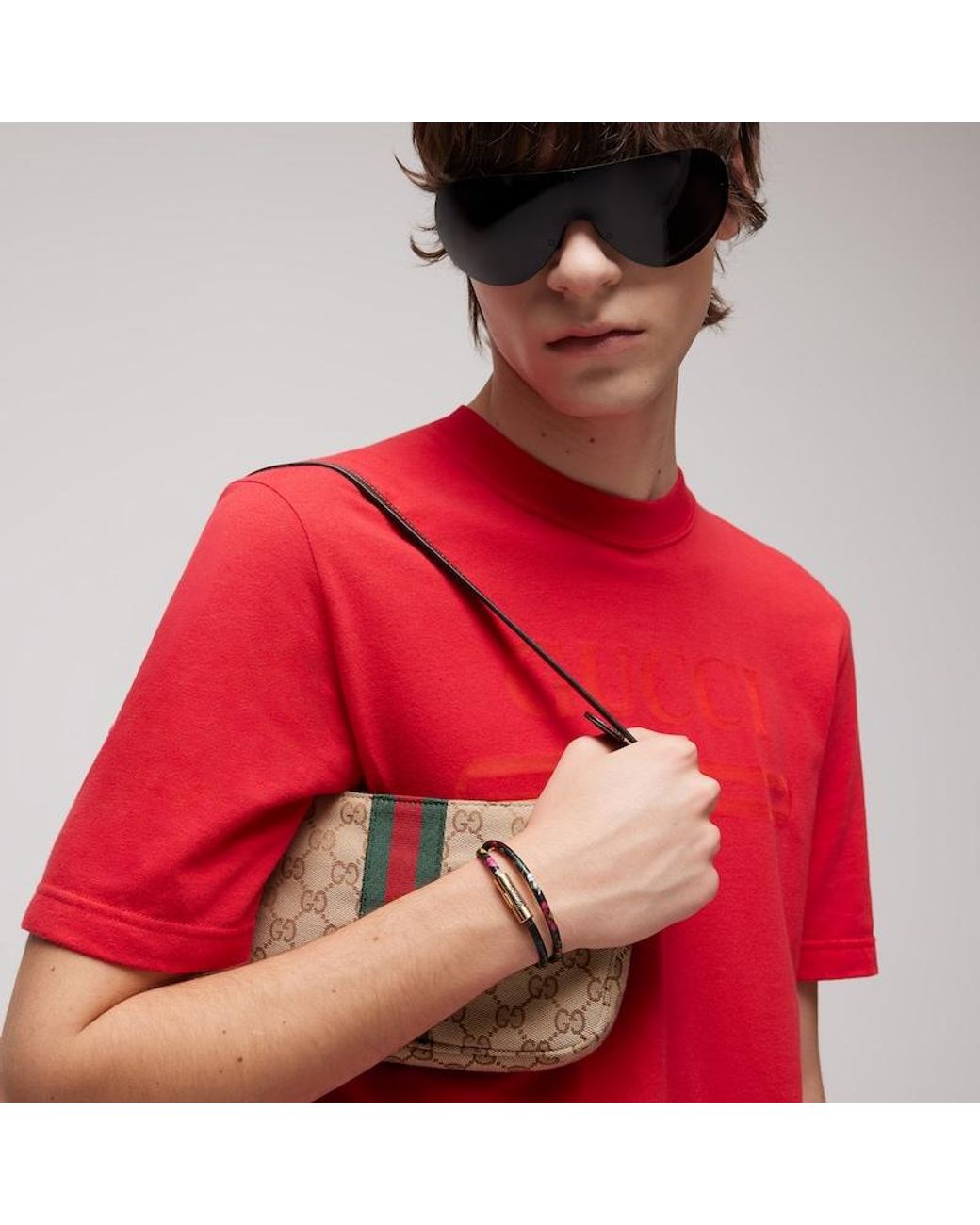 Gucci Blue Leather Double Bracelet With Script