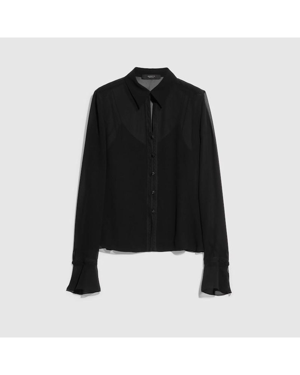Gucci Black Light Silk Georgette Shirt