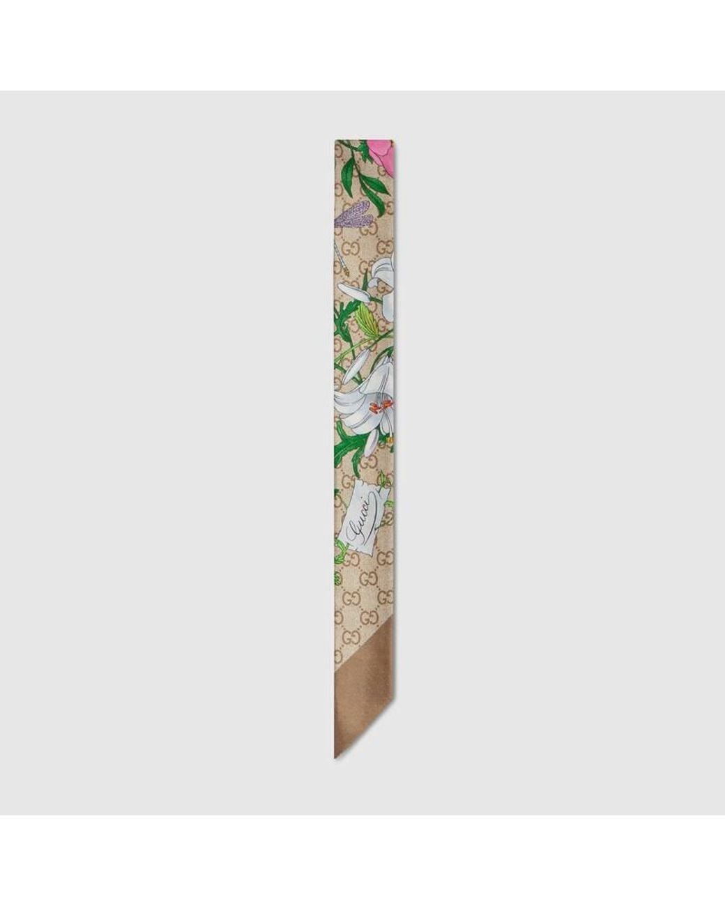 Gucci Green Printed Silk Ribbon