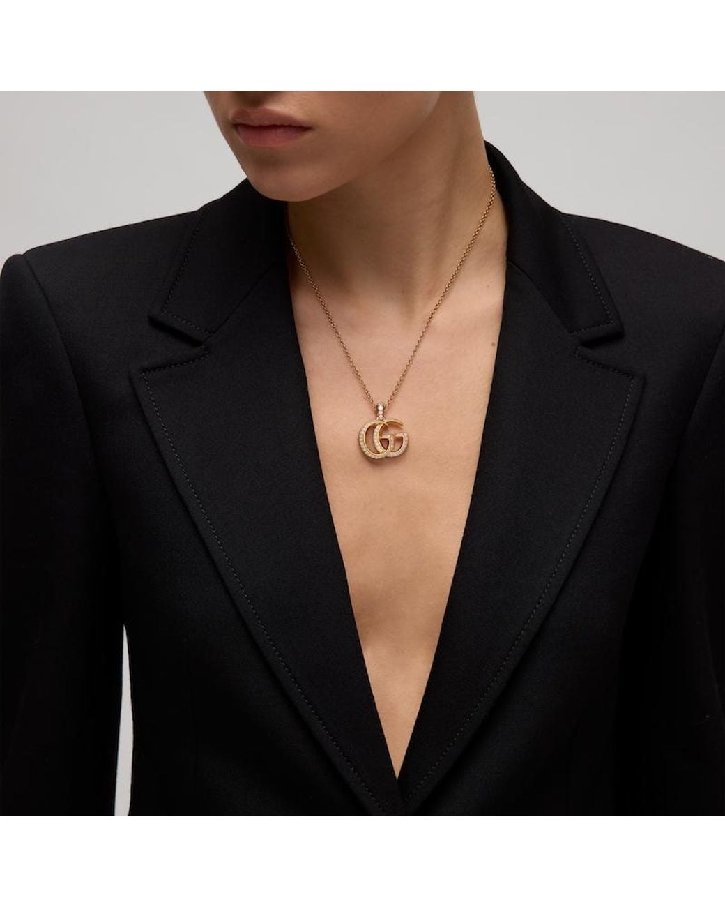 Gucci Metallic Gg Marmont Pendant Necklace