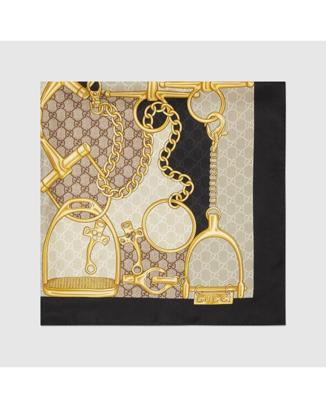 Gucci Metallic GG Horsebit Silk Scarf