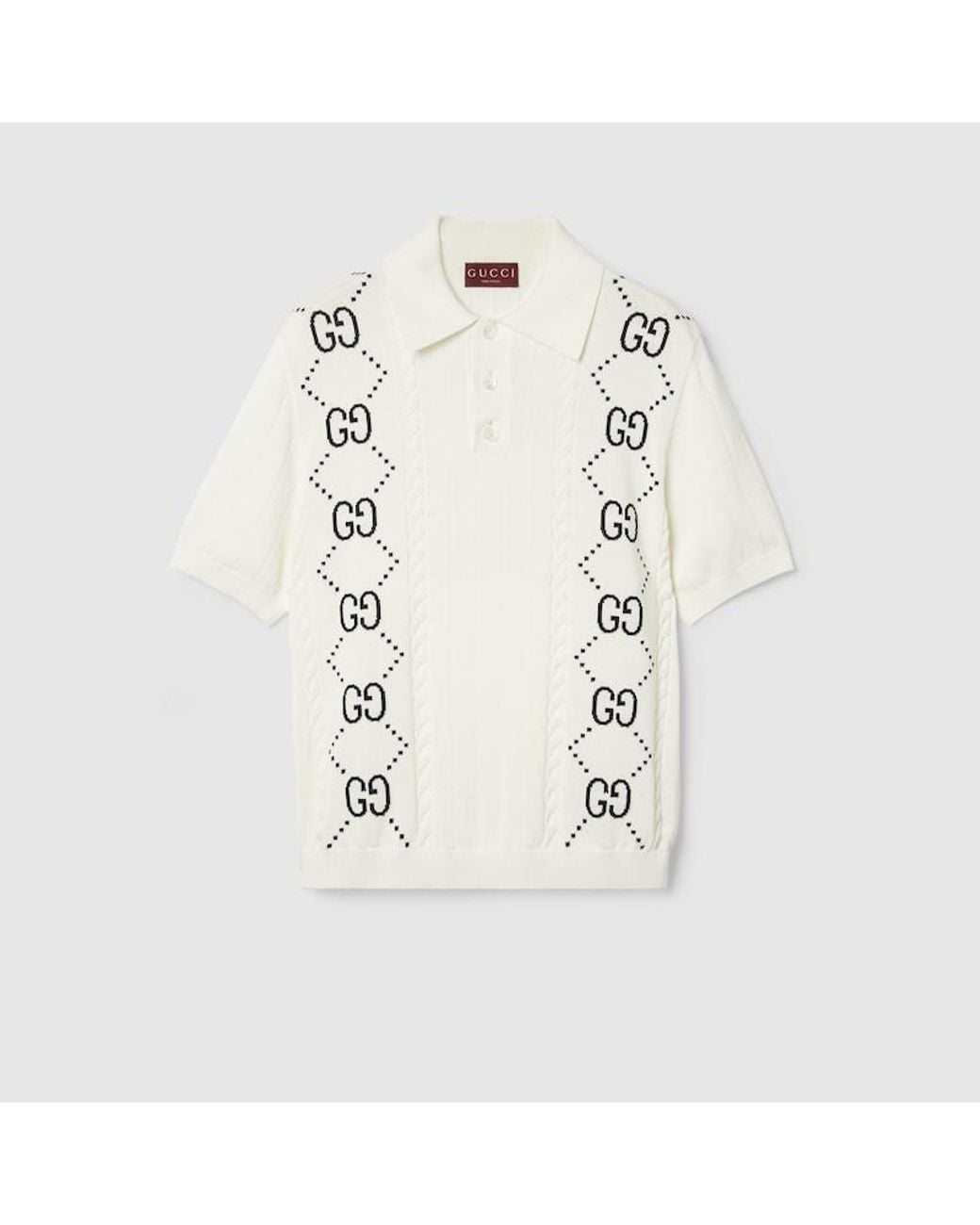 GUCCI ポロニット gucci-White-Cotton-Knit-Polo-