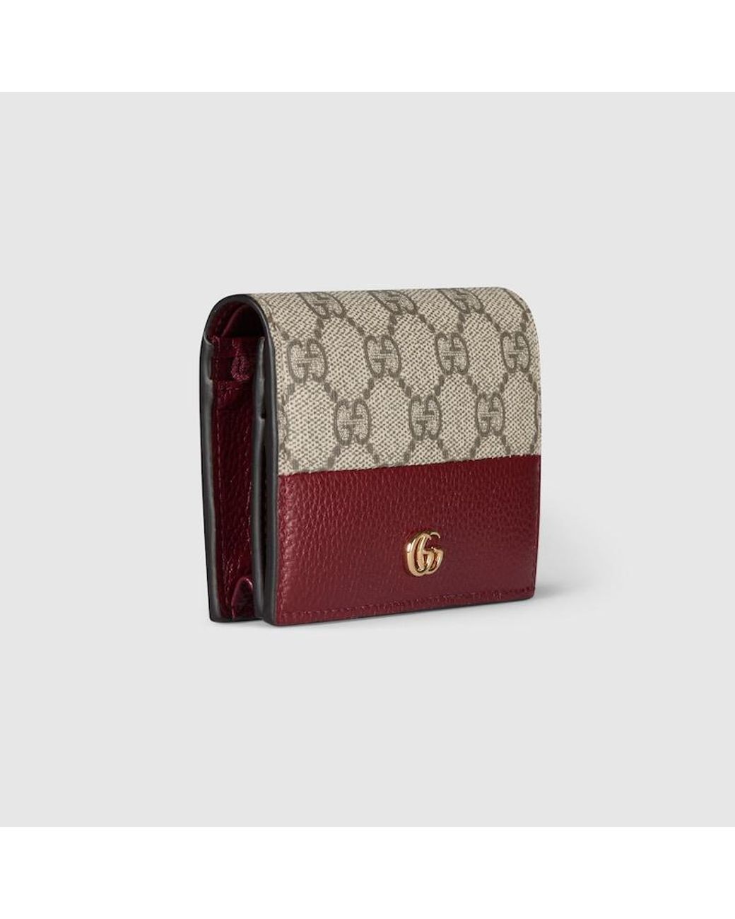 Gucci Red Gg Marmont Bi-Color Mini Wallet