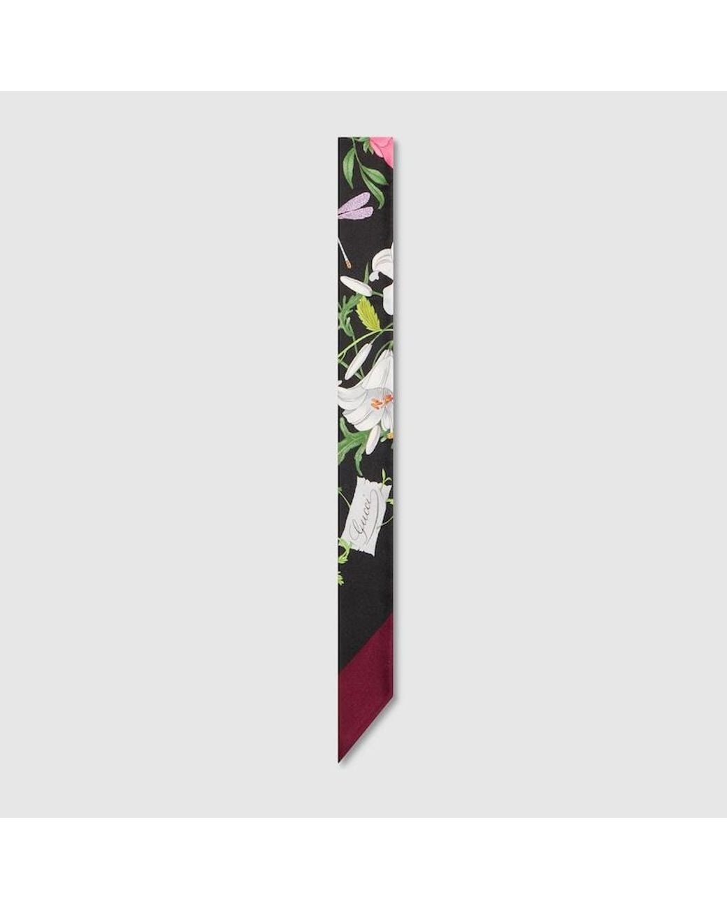 Gucci Black Printed Silk Twill Ribbon, Silk