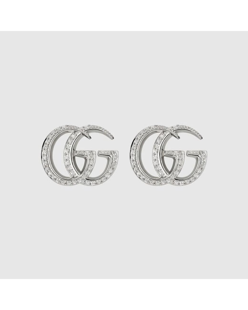 Gucci Metallic Gg Marmont Crystal Stud Earrings