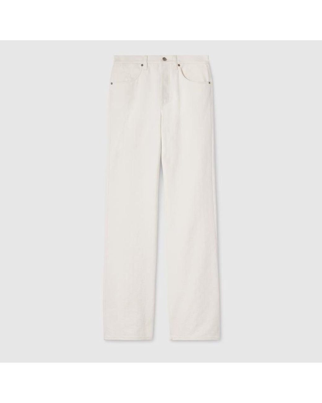Gucci White Gg Cotton Denim Jacquard Pants for men