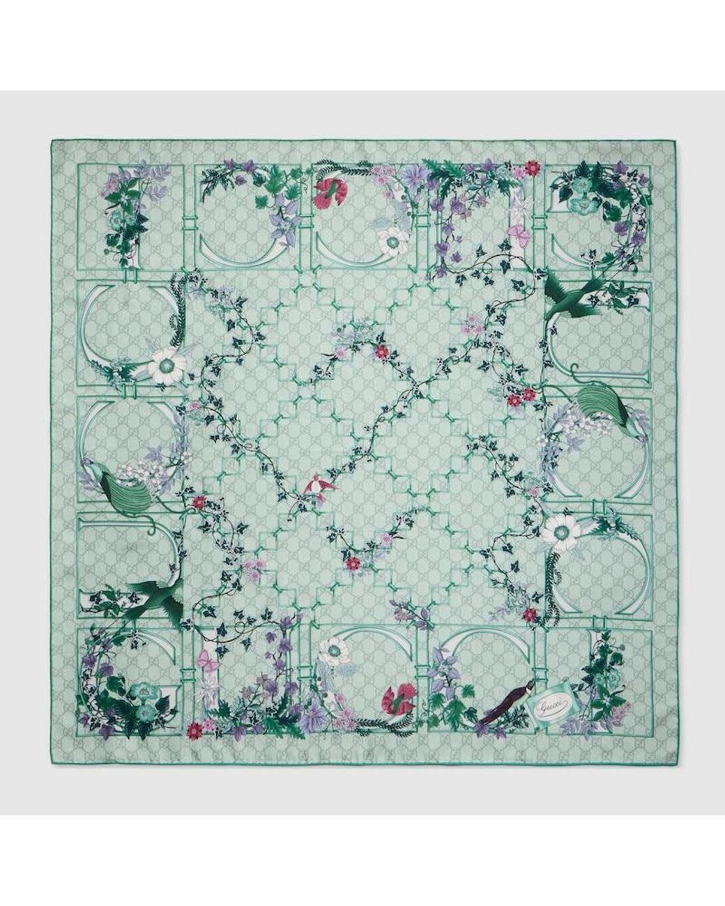 Gucci Green Printed Silk Twill Carré